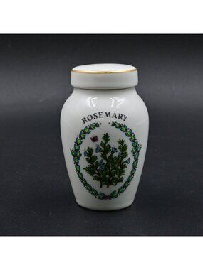 Franklin Mint Gloria Vanderbilt Rosemary Spice Jar Vintage 1985 Porcelain